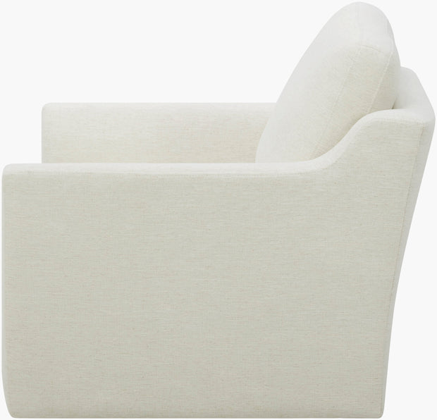 Becki Owens x SURYA Pismo Swivel Glider Chair in Off-White Linen