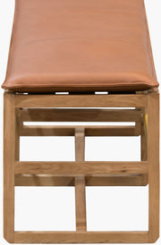 Becki Owens x SURYA Richie Leather, Brass and Wood Bench