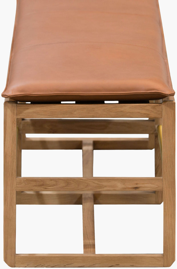 Becki Owens x SURYA Richie Leather, Brass and Wood Bench