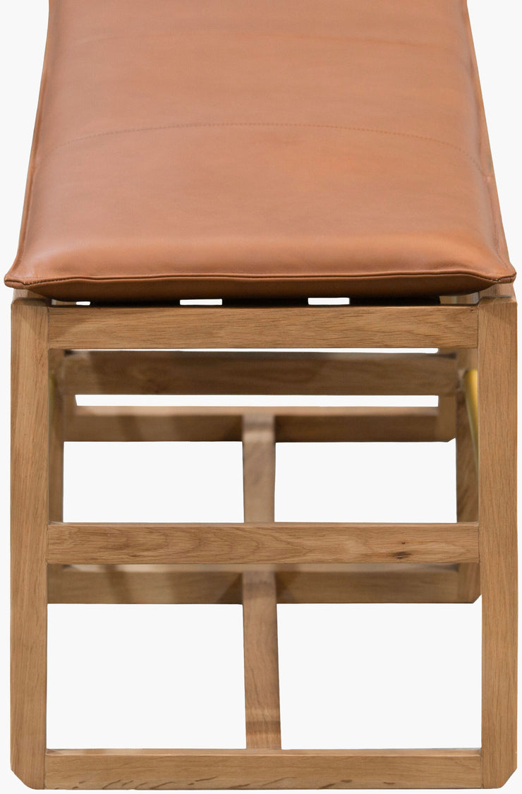 Becki Owens x SURYA Richie Leather, Brass and Wood Bench