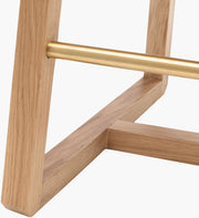 Becki Owens x SURYA Ritchie Leather, Brass and Wood Counter Stool