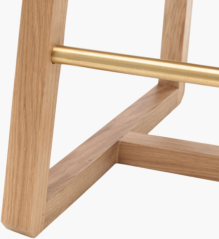 Becki Owens x SURYA Ritchie Leather, Brass and Wood Counter Stool
