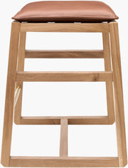 Becki Owens x SURYA Ritchie Leather, Brass and Wood Counter Stool