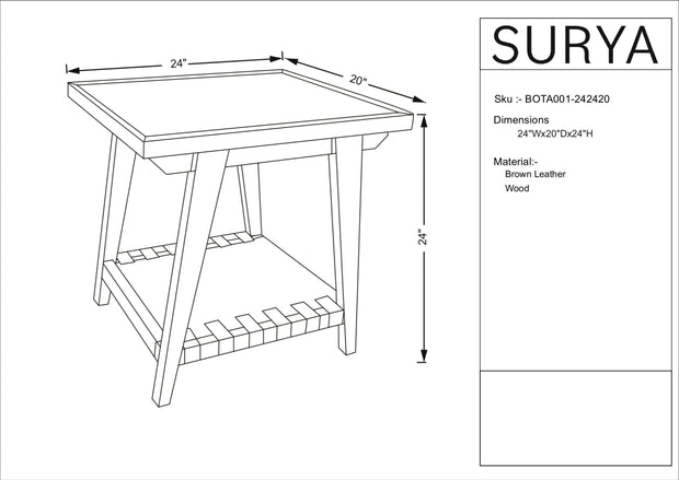 Becki Owens x SURYA Taft Hemlock Wood and Leather End Table