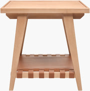 Becki Owens x SURYA Taft Hemlock Wood and Leather End Table