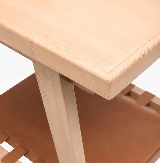 Becki Owens x SURYA Taft Hemlock Wood and Leather End Table