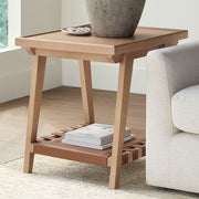 Becki Owens x SURYA Taft Hemlock Wood and Leather End Table