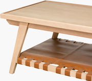 Becki Owens x SURYA Taft Hemlock Wood and Leather Coffee Table