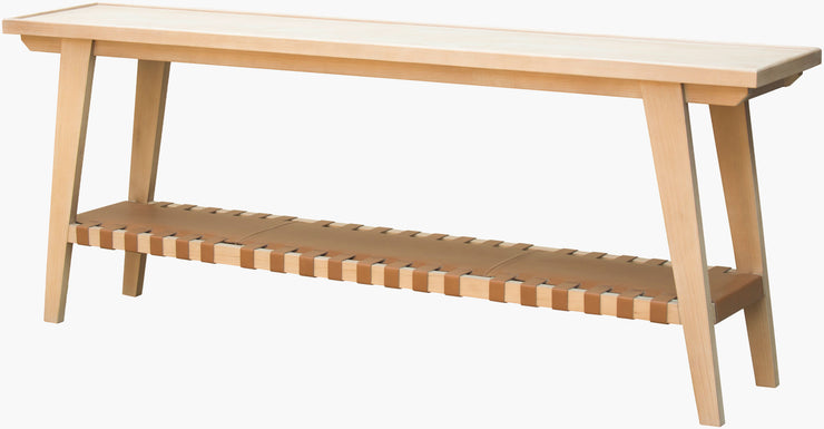 Becki Owens x SURYA Solano Taft Hemlock Wood and Leather Console Table