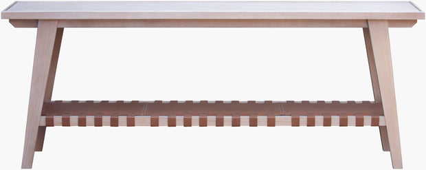 Becki Owens x SURYA Solano Taft Hemlock Wood and Leather Console Table