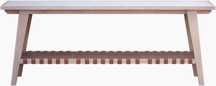 Becki Owens x SURYA Solano Taft Hemlock Wood and Leather Console Table