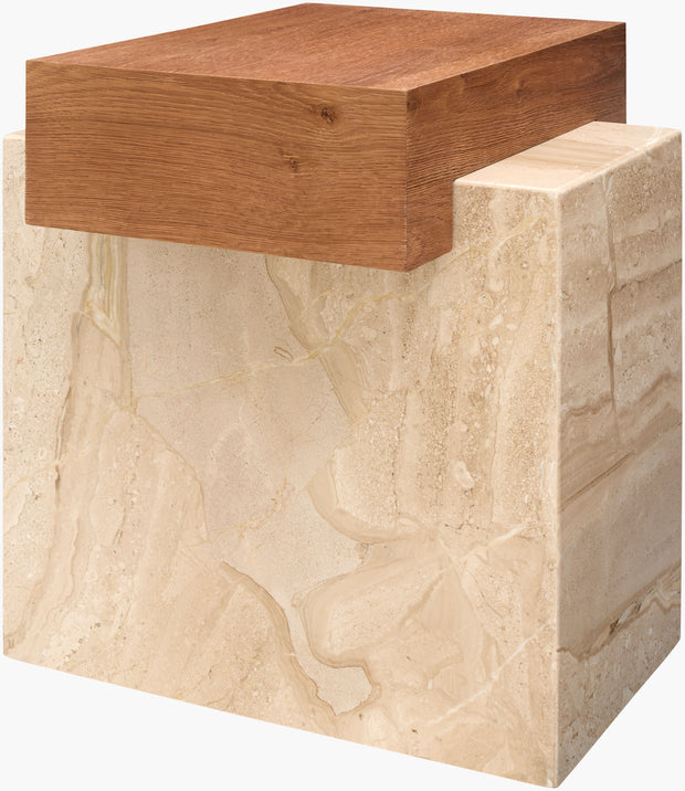 Becki Owens x SURYA Tulare Marble and Wood End Table