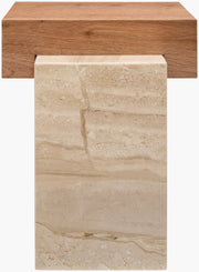 Becki Owens x SURYA Tulare Marble and Wood End Table