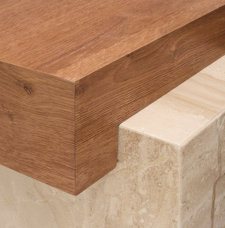 Becki Owens x SURYA Tulare Marble and Wood End Table