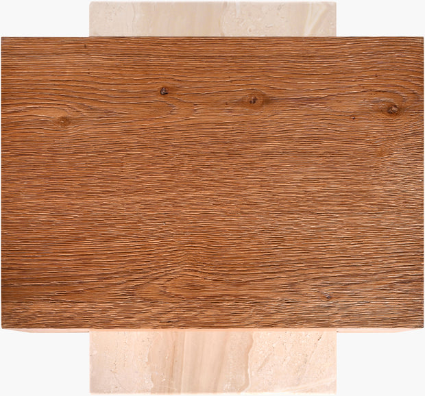 Becki Owens x SURYA Tulare Marble and Wood End Table