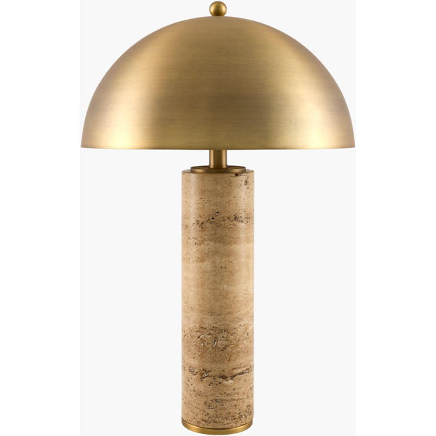 Becki Owens x LIVABLISS Terrosa Travertine and Brass Accent Lamp