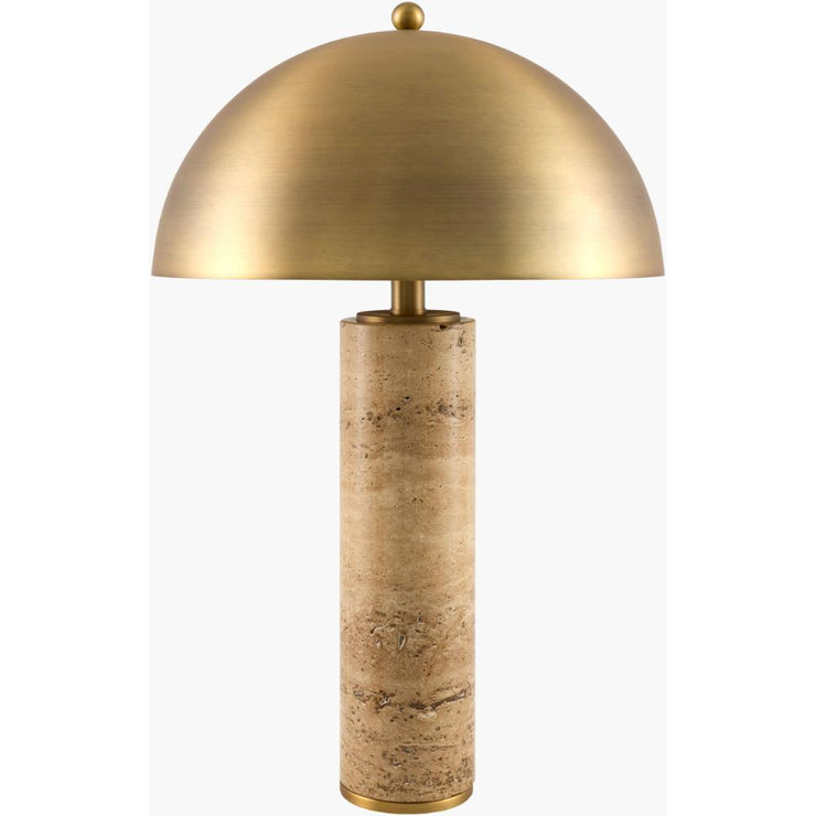 Becki Owens x LIVABLISS Terrosa Travertine and Brass Accent Lamp