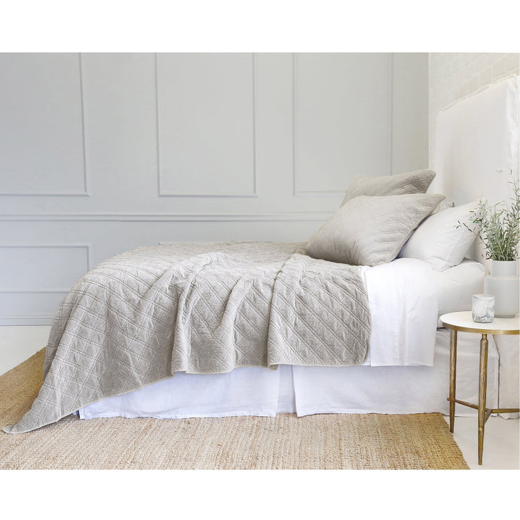 Pom Pom at Home Brussels Taupe Cotton Velvet Diamond Quilted Coverlet & Euro Shams ~ Available in Queen and King Sizes