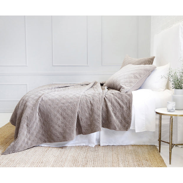 Pom Pom at Home Brussels Walnut Cotton Velvet Diamond Quilted Coverlet & Euro Shams ~ Available in Queen and King Sizes