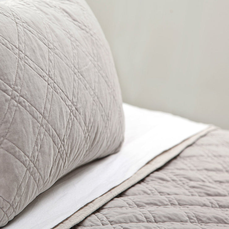 Pom Pom at Home Brussels Taupe Cotton Velvet Diamond Quilted Coverlet & Euro Shams ~ Available in Queen and King Sizes