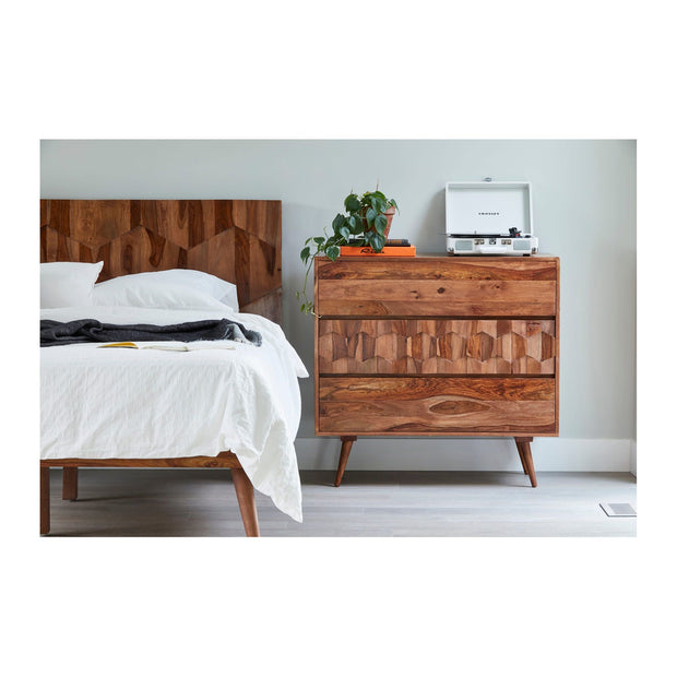Moe's Home Collection O2 Dark Brown Sheesham Wood Queen Size Bed