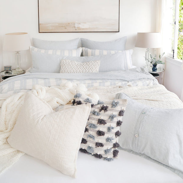 Pom Pom at Home Carter Ivory & Denim Striped Duvet Cover and Pillow Shams ~ Available in Queen and King Sizes