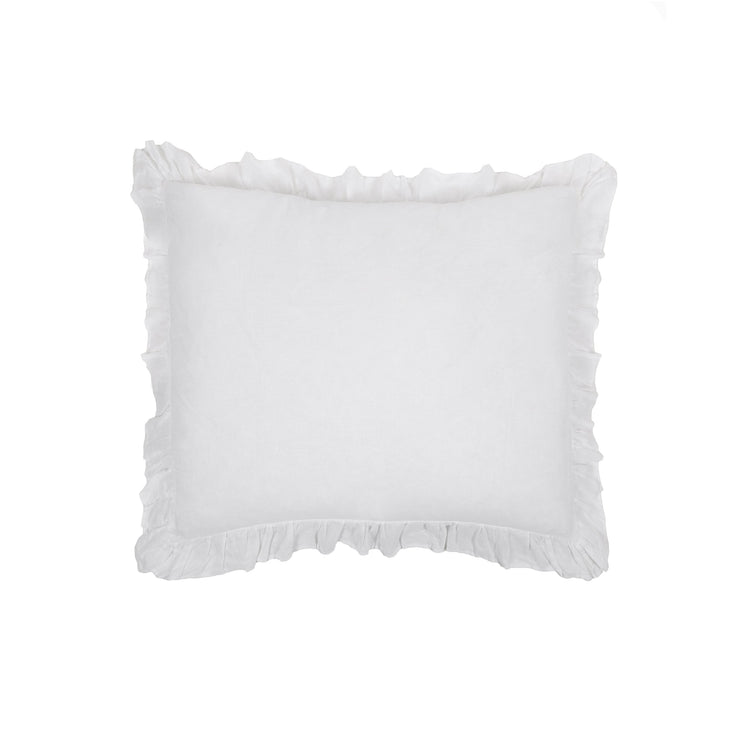 Pom Pom at Home Charlie White Linen Ruffled Duvet Cover and Pillow Shams ~ Available in Twin, Queen and King Sizes