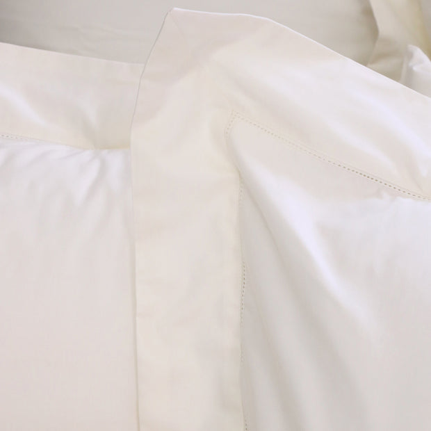 Pom Pom at Home Classico Hemstitch Ivory Cotton Sateen Duvet Cover Set ~ Available in Twin, Queen and King Sizes