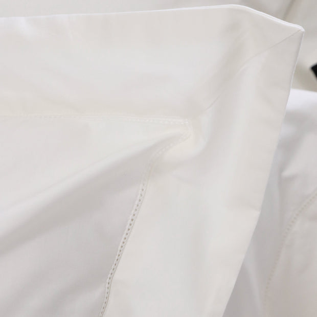 Pom Pom at Home Classico Hemstitch White Cotton Sateen Duvet Cover Set ~ Available in Twin, Queen and King Sizes