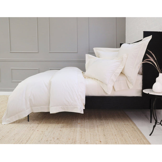 Pom Pom at Home Classico Hemstitch Ivory Cotton Sateen Duvet Cover Set ~ Available in Twin, Queen and King Sizes