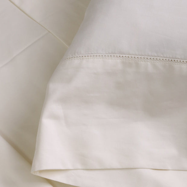 Pom Pom at Home Classico Ivory Hemstitch Cotton Sateen Sheet Set - Available in Twin, Queen and King Sizes
