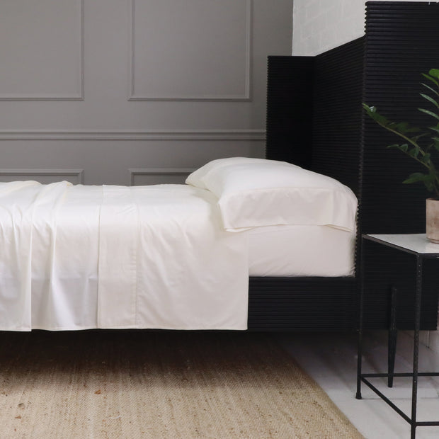 Pom Pom at Home Classico Ivory Hemstitch Cotton Sateen Sheet Set - Available in Twin, Queen and King Sizes