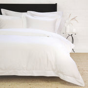 Pom Pom at Home Classico Hemstitch White Cotton Sateen Duvet Cover Set ~ Available in Twin, Queen and King Sizes