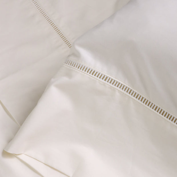 Pom Pom at Home Como Ivory Ladder Stitch Cotton Sateen Sheet Set ~ Available in Twin, Queen and King Sizes