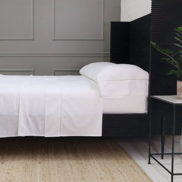 Pom Pom at Home Como White Ladder Stitch Cotton Sateen Sheet Set ~ Available in Twin, Queen and King Sizes