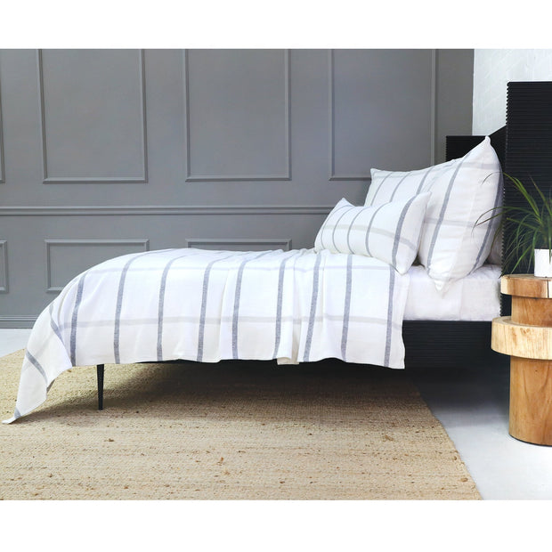 Pom Pom at Home Copenhagen White and Grey Plaid Blanket ~ Available in Queen and King Sizes