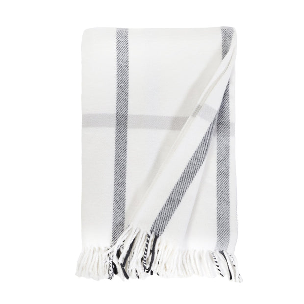 Pom Pom at Home Copenhagen White and Grey Plaid Blanket ~ Available in Queen and King Sizes