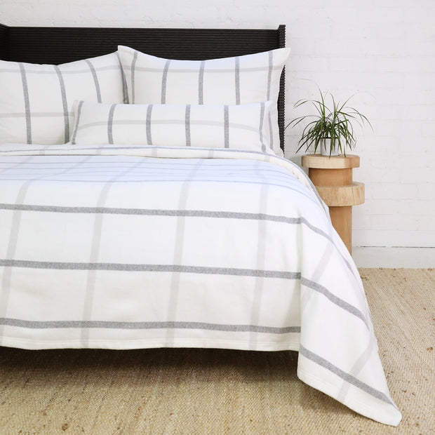Pom Pom at Home Copenhagen White and Grey Plaid Blanket ~ Available in Queen and King Sizes