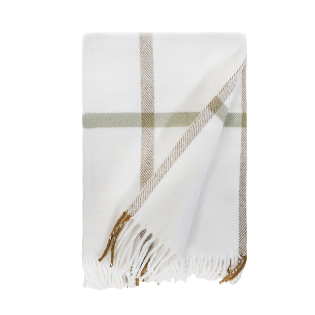 Pom Pom at Home Copenhagen White and Olive Blanket ~ Available in Queen and King Sizes