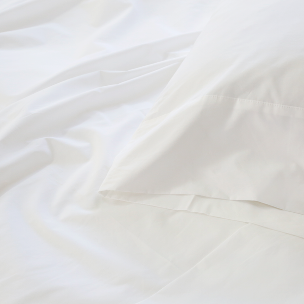 Pom Pom at Home Parker White Cotton Percale Duvet Cover Set ~ Available in Twin, Queen and King Sizes