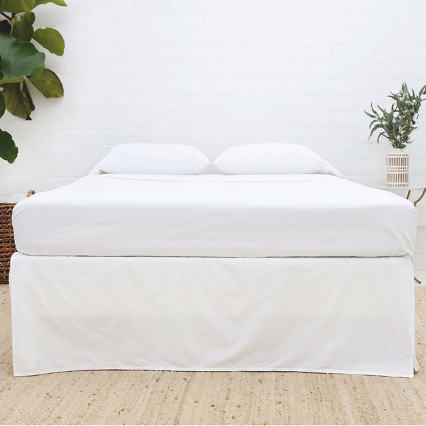 Pom Pom at Home Paneled White Cotton Sateen Bedskirt ~ Available in Twin, Queen and King Sizes