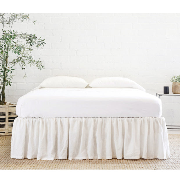 Pom Pom at Home Gathered Cream Linen Bedskirt ~ Available in Twin, Queen and King Sizes