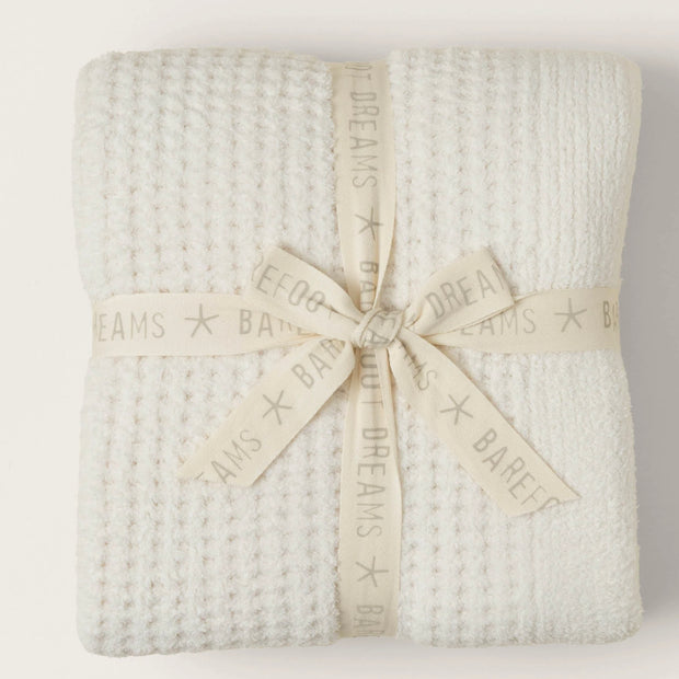 Barefoot Dreams CozyChic Cream Waffle Throw Blanket