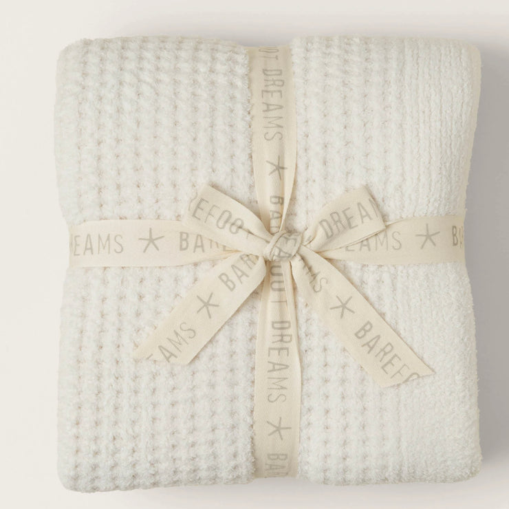 Barefoot Dreams CozyChic Cream Waffle Throw Blanket