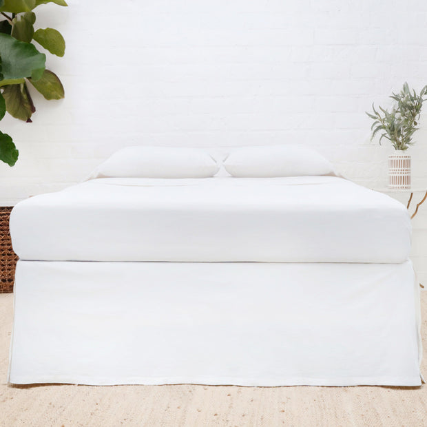 Pom Pom at Home Paneled White Crinkled Cotton Bedskirt ~ Available in Twin, Queen and King Sizes