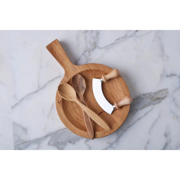etúHOME Italien Chef Set Includes Cutting Board Bowl, Pizza Cutter, Mezzaluna and Serving Spoons