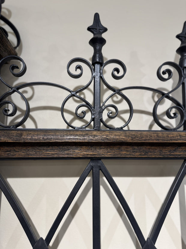 Casa Bonita Peruvian Hand-Painted Carved Wood and Hand Forged Iron Fortaleza King Size Bed