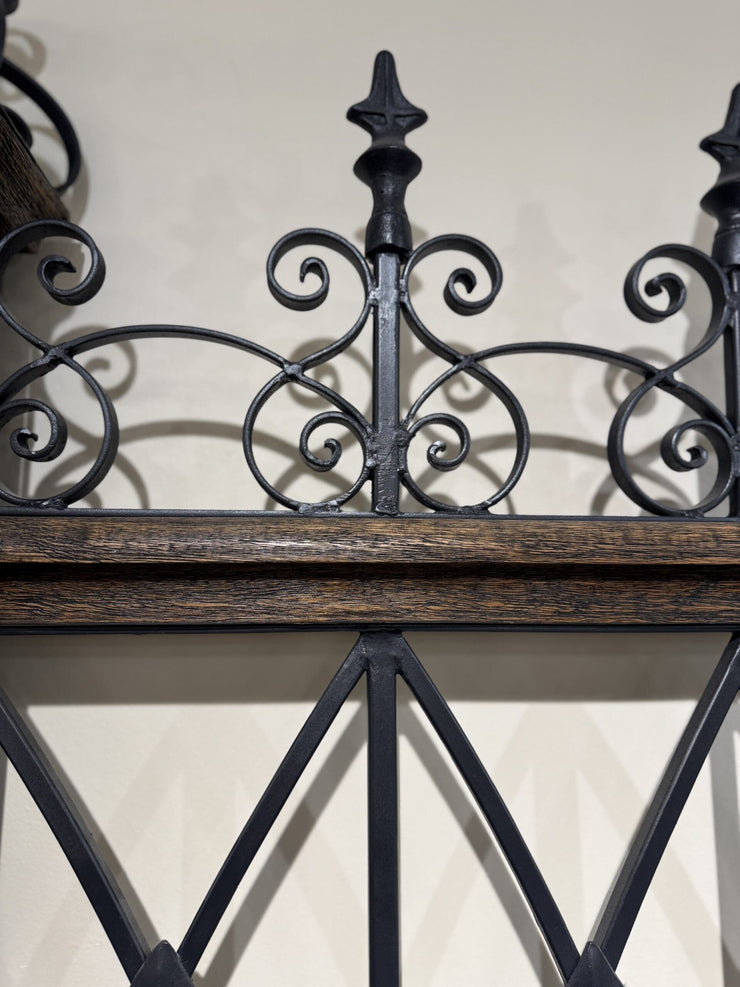 Casa Bonita Peruvian Hand-Painted Carved Wood and Hand Forged Iron Fortaleza King Size Bed