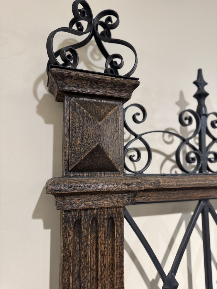 Casa Bonita Peruvian Hand-Painted Carved Wood and Hand Forged Iron Fortaleza King Size Bed