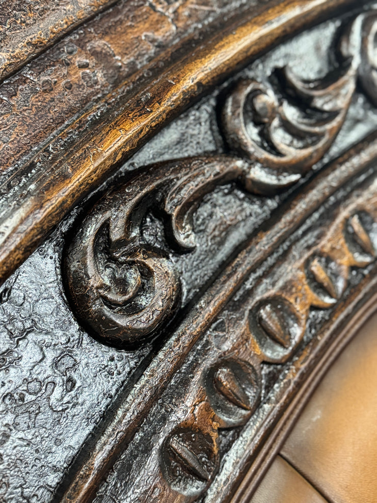 Casa Bonita Peruvian Hand-Painted Carved Wood and Tufted Linen Francesca King Size Bed